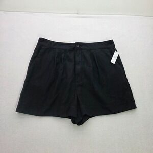 Joie Black Pleated High-Rise Linen Blend Shorts